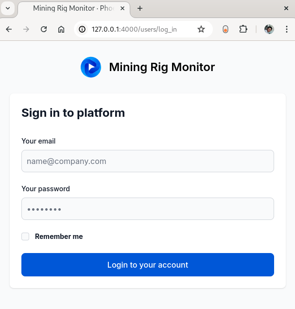 Login page